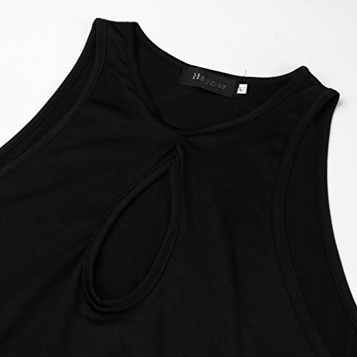 Nevera Women's Sexy Solid V-Neck Blouse Hollow Out Keyhole Cut Out Tank Top Camis (S, Black)
