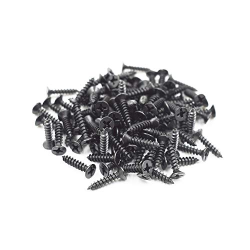 Cyful #6 X 5/8 Black Oxide Coated Stainless Steel Flat Head Phillips Wood Screw-(100 Pcs)