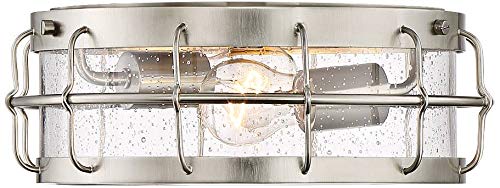 Aya 13 1/4" Wide Satin Nickel Caged Metal Ceiling Light - Possini Euro Design - Thumbnail 4