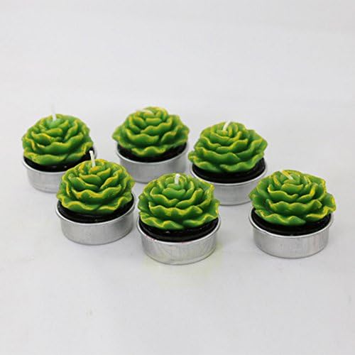 sxbest 6Pcs Artificial Mini Green Desert Succulent Plants Scented Candles Wedding Tea Party Baby Shower Decoration