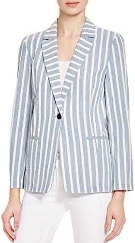 Frame Shirt Womens Striped Notch Collar One-Button Blazer Blue S