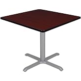Regency Cain 42 in. Medium Square X-Base Breakroom Table- Mahogany Top, Grey Legs