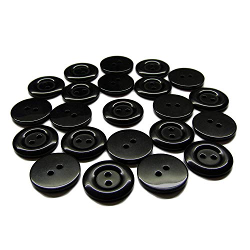 ButtonMode Uniform and Workwear Buttons with 2 Holes Includes 22 Buttons Measuring 19mm (3/4 Inch) Ideal for Manufacturing, Factory, Food Service, Facility and Automotive Uniforms, Black, 22-Buttons