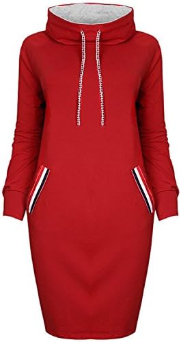 Henraly Autumn hoodies dress Women drawstring turtleneck tracksuit Female grey knee length slim Dresses
