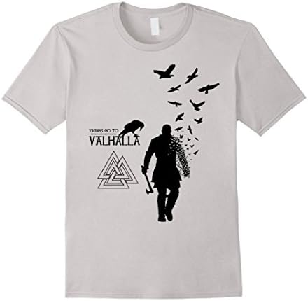 Mens Vikings go to Valhalla Ragnar and Ravens Men & Women T-Shirt Large Silver