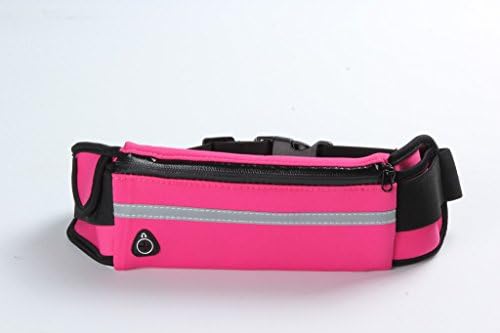 Jopchunm Running Belt - Sport Exercise Waist Pack Bag with Zipper and Reflective Stripe Adjustable Waistband Water Resistant Runners Fanny Pack Belt Pouch for Cell Phone/keys/cash– Rose Red