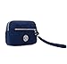 Tiny Chou Dual Layers Zipper Purse Waterproof Nylon Wristlet Bag Clutch Handbag Cell Phone Pouch-Navy Blue