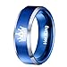 Blue Her King His Queen Crown Rings Couples Stainless Steel Ring, Engagement Wedding Band Anniversary Christmas Valentines Gifts