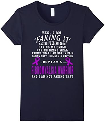 Womens I'm a FIBROMYALGIA warrior t shirt XL Navy