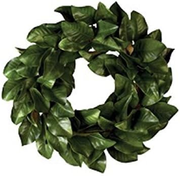 Magnolia 5' Garland or 28" Magnolia Wreath in All Green Leaves or Mixed Burgundy and Green Leaves Buyers' Choice (Green Wreath)