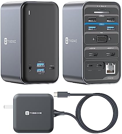 TOBENONE USB C Docking Station Dual Monitor with 100W GaN Charger ...