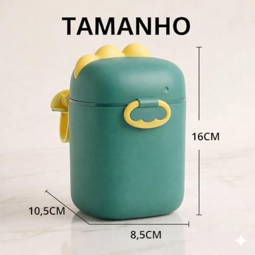 Porta Leite em Pó com Dosador e Nivelador 800ml – Pote Infantil Multifuncional para Papinha, Snacks e Cereais Ideal para Passeio e Viagem (Verde, Grande)