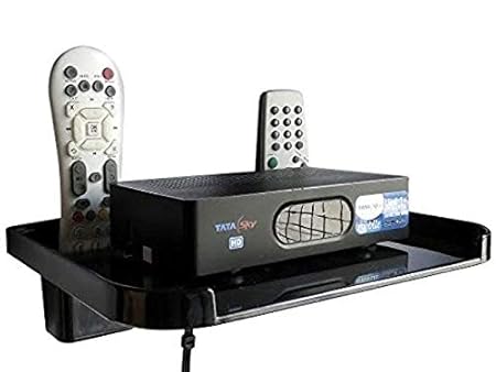 Digway Plastic Set Top Box Stand with Double Remote Holder (Black)