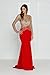 Miss ord Women's O Neck Long Sleeve Bodycon Maxi Dress for Prom Red
