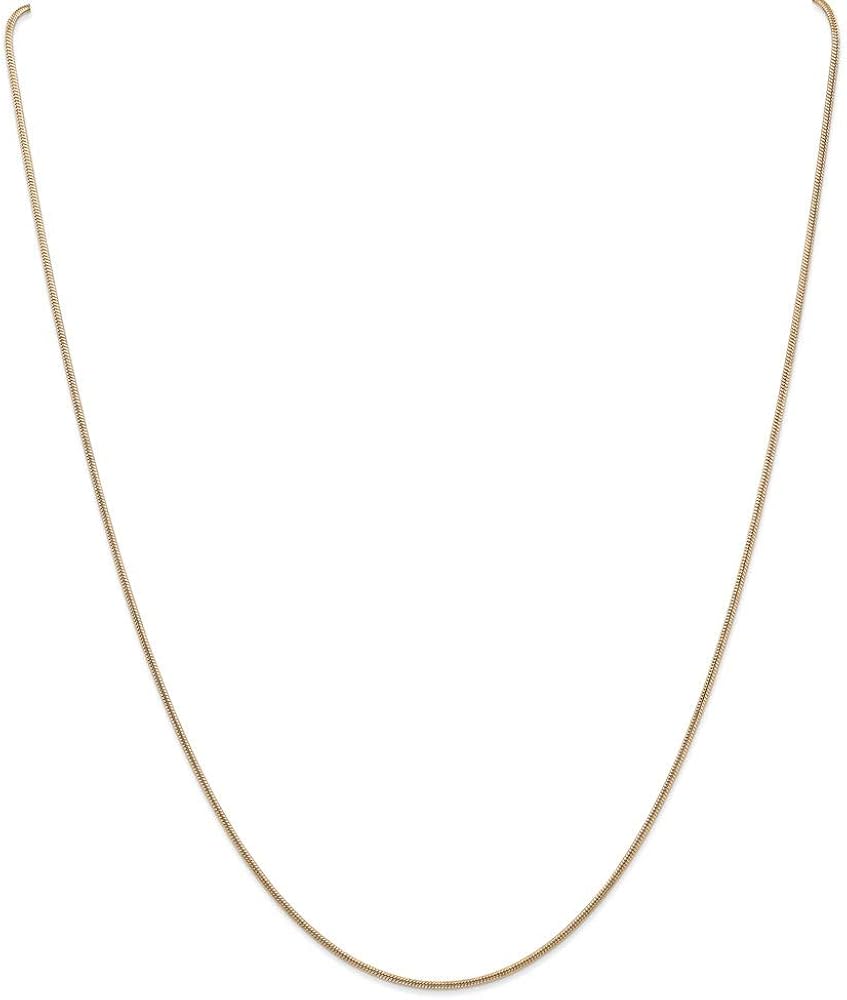 14k Yellow Gold 1.6 Mm Snake Chain Necklace 18 Inch Pendant Charm Round Fine Mothers Day Jewelry For Women Gifts For Her
