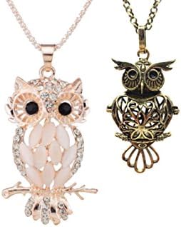 GeauxDat Owl Aromatherapy Essential Oil Diffuser Necklace &amp; Fashion Style Owl Jewelry For Women (Vintage)
