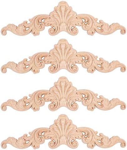 Superfindings 6ピース 木彫りコーナーアップリケ フレーム モールディング レリーフ ゴム木彫りデカール 北欧風ヨーロッパスタイル ホームデコ 工芸diy デコレーション未塗装 壁 ドア １着でも送料無料 5xx0 7cm 家具飾り インテリア