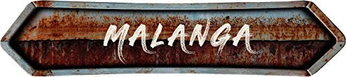 Any and All Graphics MALANGA 4"x18" Painted Lettering Look Rusted Double Point Style Antique Vintage Look Composite Aluminum Novelty dÃ©cor Sign.