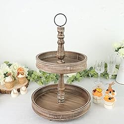 Efavormart 20" Rustic Brown 2-Tier Wooden Serving