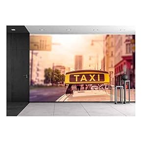 Taxi Sign on Top of a German Cab in The Evening Sun, Intentional Selective Focus - Removable Wall Mural | Self-Adhesive Large Wallpaper - 66x96 inches
