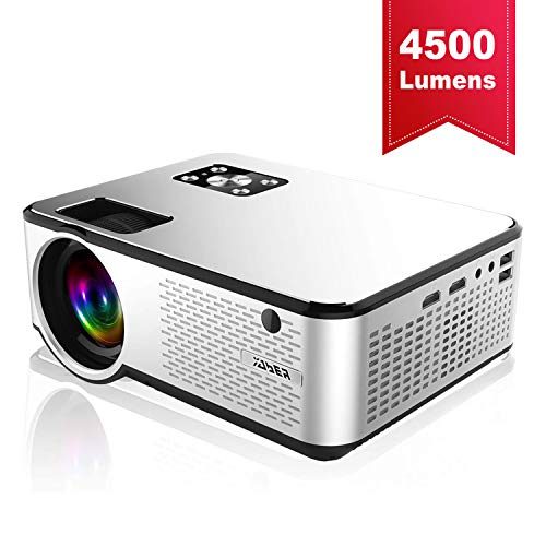 YABER Portable Projector with 4500 Lumen Full HD 1080P 200″ Display Supported, LCD LED Home & Outdoor Projector Compatible with Fire TV Stick/Smartphone/HDMI/VGA/AV/USB (White)