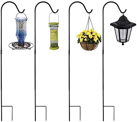 Shepherd Hook Hanger Garden Stake, 4 Pack 48 Inch Strong Rust Resistant Steel Outdoor Patio Hook for Hanging Plants Flower Basket, Bird Feeders, Pathway Light, Solar Lantern, Wind Chimes