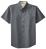 Clothe Co. Mens Short Sleeve Wrinkle Resistant Easy Care Button Up Shirt, Steel Grey/Light Stone, XL