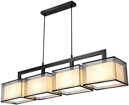 Multi-Heads Rectangular Chandelier Linen Fabric Lampshade E27 Nordic Modern Style Living Room Bedroom Dining Room Creative Pendant Lamps Cafe Club Bar Restaurant Hanging Lights