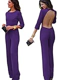 New2World Women's Sexy Bakless Half Sleeve Long Jumpsuit Bodysuit