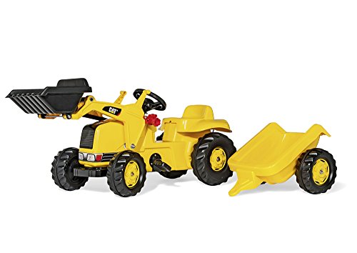 rolly toys CAT Construction Pedal Tractor: Front Loader Tractor with Detachable Trailer, Youth Ages 2.5+