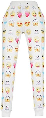 YiYaYo 3D printed Emoji Emoticon Jogger Pants Sweatpants White XXL