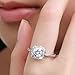 LiangXuanChen Silver Plated Cubic Zirconia Cushion Cut Halo Engagement Ring
