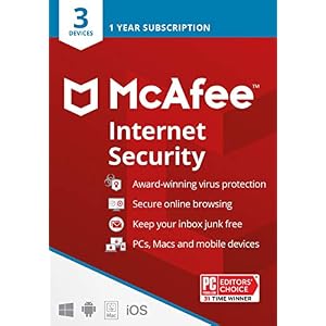 McAfee Internet Security 2022 | 3 Device | Antivirus Software, 3 Device Password Protection, 1 Year – Key Card