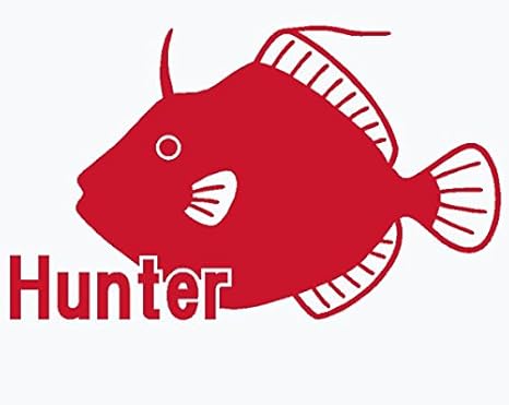 Amazon Anim023 5 9x15cm 赤 カワハギ皮剥釣師専用カッティングステッカーhunter ステッカー デカール 車 バイク