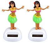 Solar Powered Dancing Hula Girl - Green Skirt, Pink Top (Qty 2)