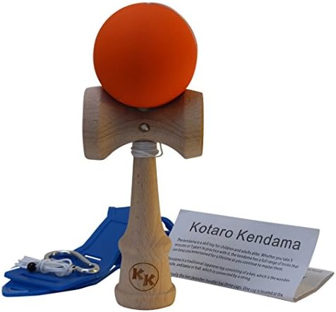 Kotaro Kendama Orange Tama Deluxe Pro Toy Catch Game with Extra String and Carrying Holster