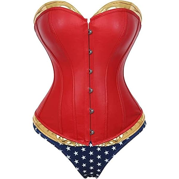 Amazon.com: frawirshau Women Red Corset Costume Overbust  display picture 1