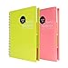 Heeton Spiral Notebook, 4 Subject Notebook, A5 Spiral Bound Notebooks, PP Hardcover, Each 240 Pages - 2 Pack (Pink + Green)