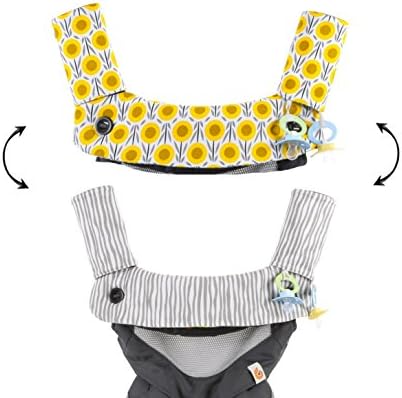Premium Drool and Teething Reversible Cotton Pad | Fits Ergobaby Four Position 360 + Most Baby Carrier | Sunflower Design | Hypoallergenic | Great Baby Girl Shower Gift by Mila Millie
