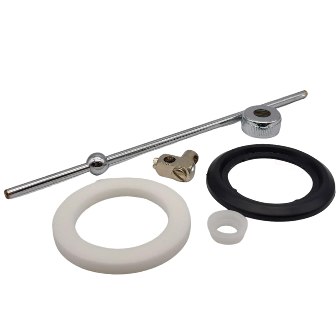 Schläfer 405310 | Universal Eccentric Rod in Chromed Brass for Pop-up Drain Blow-Up Drain Siphon Sink, diam5 x 200 mm with Sponge and Rubber Gaskets for Sizes 1 1/4"