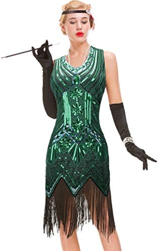 GVOICE Women's Art Deco Vintage Gatsby Dress - 1920s Cocktail Flapper Dress
