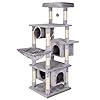lionto Kratzbaum Kletterbaum Katzenkratzbaum Katzenbaum Höhe 155 cm, hellgrau