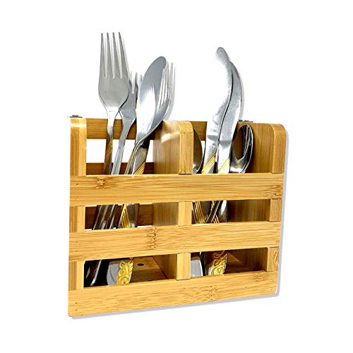 Bamboo Utensil, Flatware Drying Holder Dish Rack Caddy Flatware