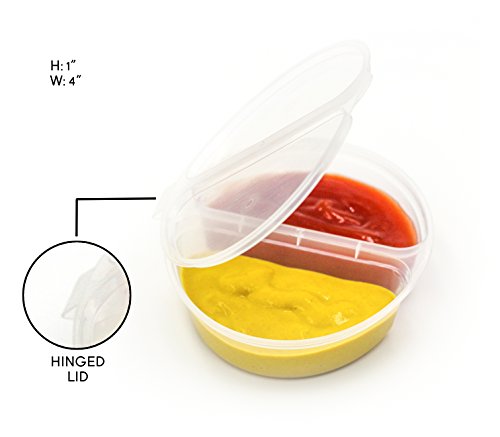 Two-Compartment Condiment Containers w/ Attached Lid (50-Pack, 3.5 oz.) Bento | Portion Cups | Stackable, Reusable Snack Boxes | Individual Use for Work, School, Home, Travel - Thumbnail 5