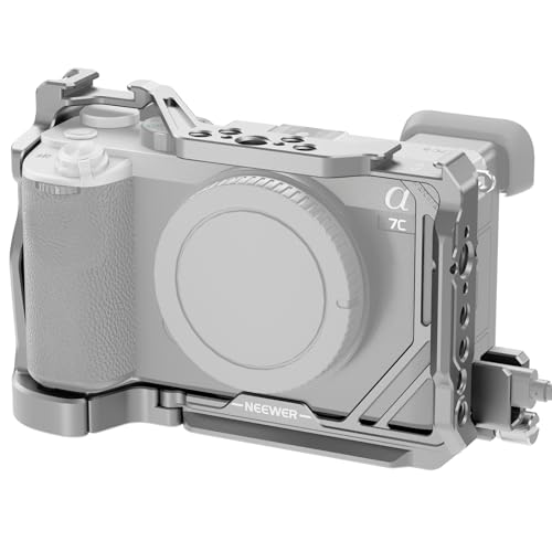 NEEWER A7C II A7CR Camera Cage, Aluminum Video Rig with QR Base Arca Type Anti Slip Compatible with Sony DJI RS Gimbal, HDMI Cable Clamp, NATO Rail, Cold Shoe 3/8