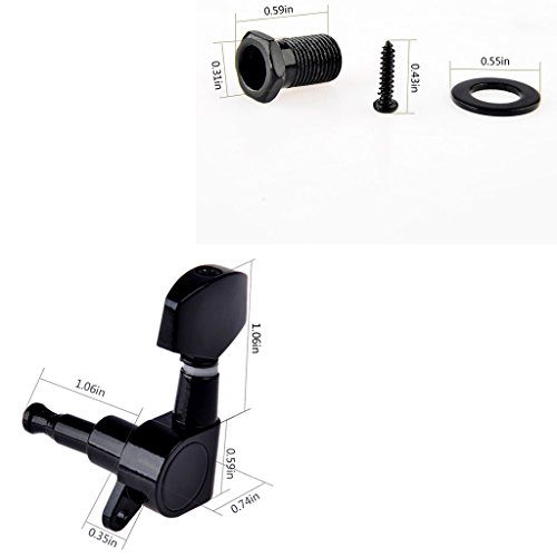 Tuning Machine Heads, YIFAN Guitar tuning Pegs Parts 6pcs 3R3L Acoustic Guitar Tuning Pegs Machine Head Tuners Volume Knob Black - Thumbnail 5