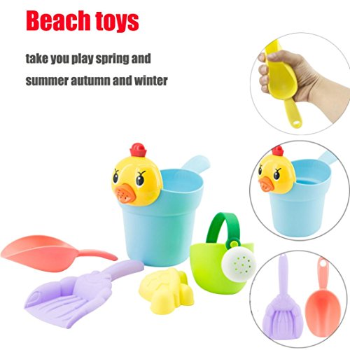 Leegor 5Pcs Kids Soft Silicone Beach Toys Sandbeach Castle Bucket Spade Shovel Rake Water Tools Bathtub Plaything - Thumbnail 2