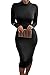 Pink Queen Womens Turtleneck Long Sleeve Knee Length Bodycon Midi Dress S Black