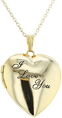Picture Photo Heart Locket Pendant 19" Necklace " I Love You" Gold Filled 18k Walking Street