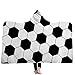 Mucloth Kids Oversized Soccer American Football Pattern Hooded Soft Sherpa Blanket Cloak with Hood (White, Kids)